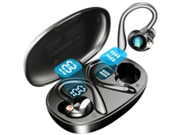 Fones Bluetooth 5.3 Esportivos com Gancho, Ipx7 À Prova D'água, Display Led Duplo, 120h Reprodução JIAPEI (preto)