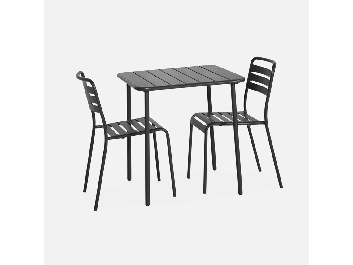 Mesa de jardim em metal com 2 cadeiras, Antracite SWEEEK