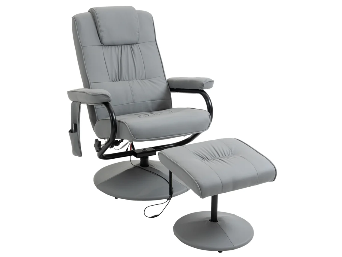 Poltrona de Massagem Pu e Aço Cor Cinzento 77x84x102 cm Homcom