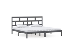 Estrutura De Cama Vidaxl Cinzeto Madeira De Pinho Maciça (205.5 X 206 X 100 Cm)
