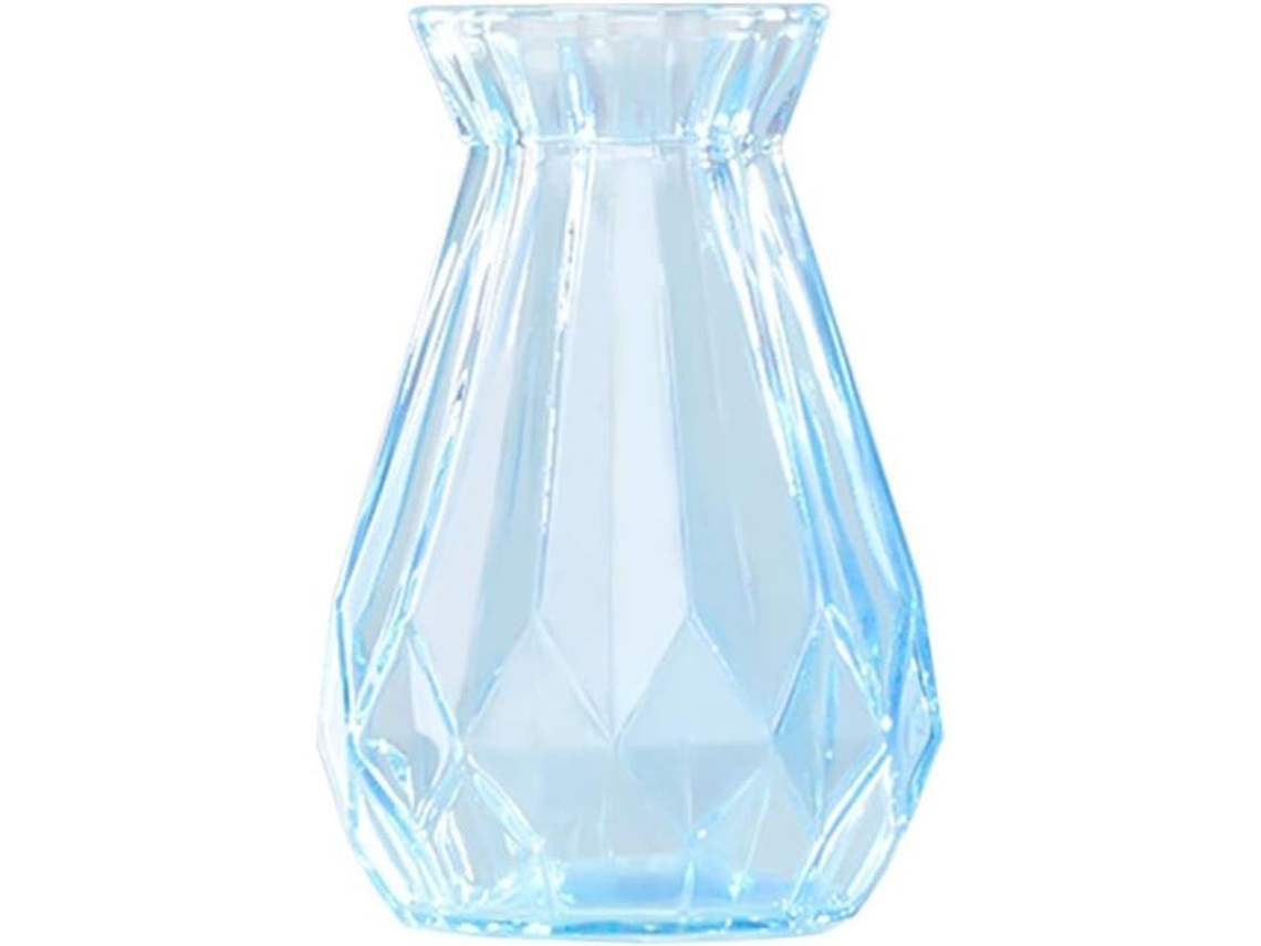 Vaso De Vidrio Transparente Azul Pesado Para Decoración Floral, Plantas Hidropónicas Y Peces Pequeños 14.5x8cm
