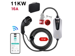 Junsun Carregador Ev Portátil 11kw 16a 6m Inteligente Com App, Inclui Bolsa De Arrumação,ecrã De 1,3 Polegadas