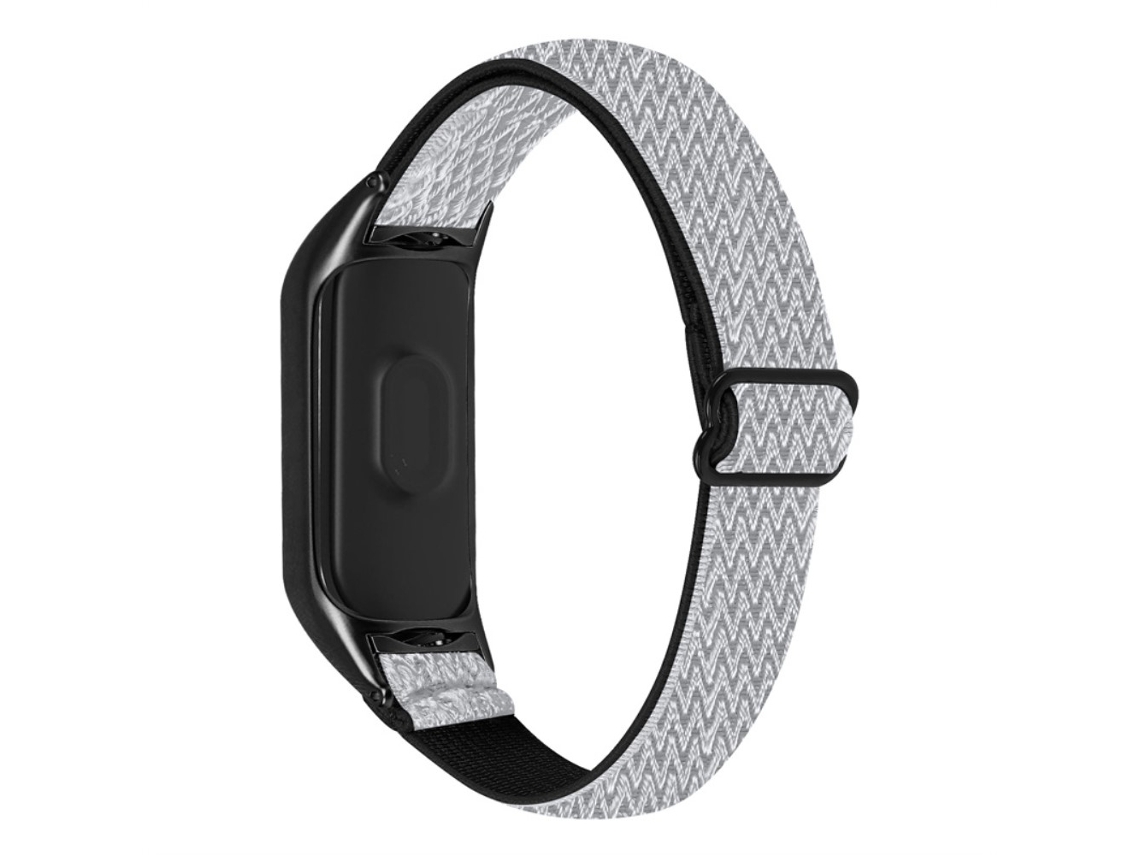 Bracelete de Nylon Elásticos Trançados Elásticos Ajustáveis em Laço com Armação Preta para Xiaomi Mi Band 7 Preto/Branco