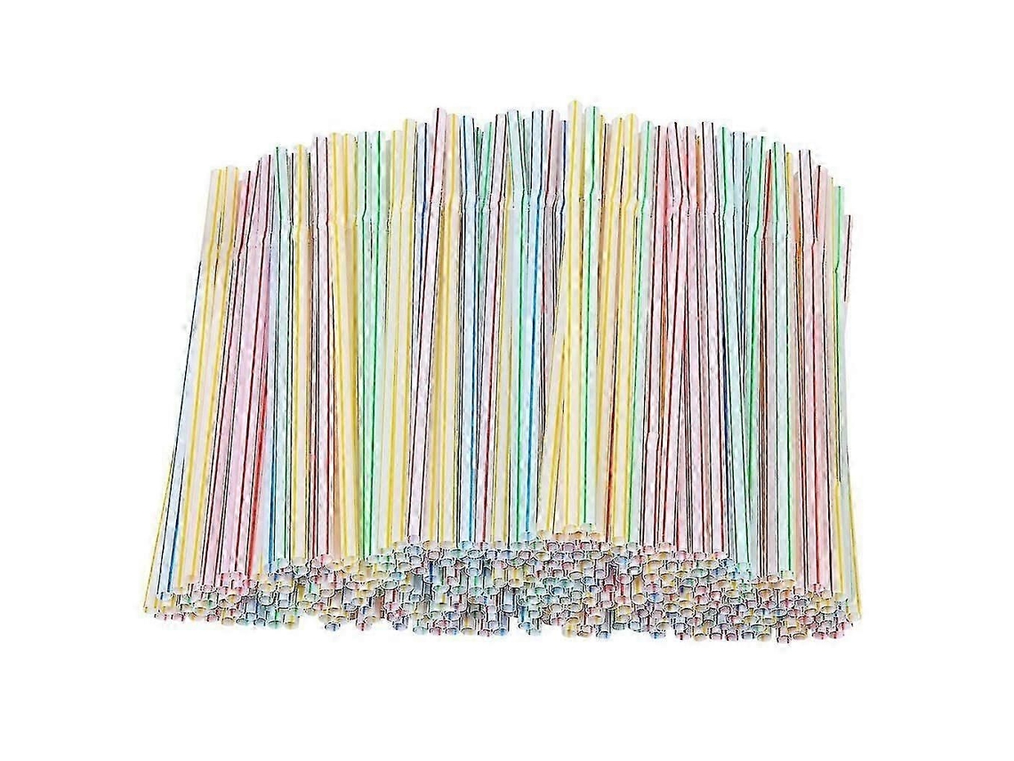 300 Canudos Plásticos Descartáveis De 8 Polegadas, Listrados Multicoloridos, Dobráveis