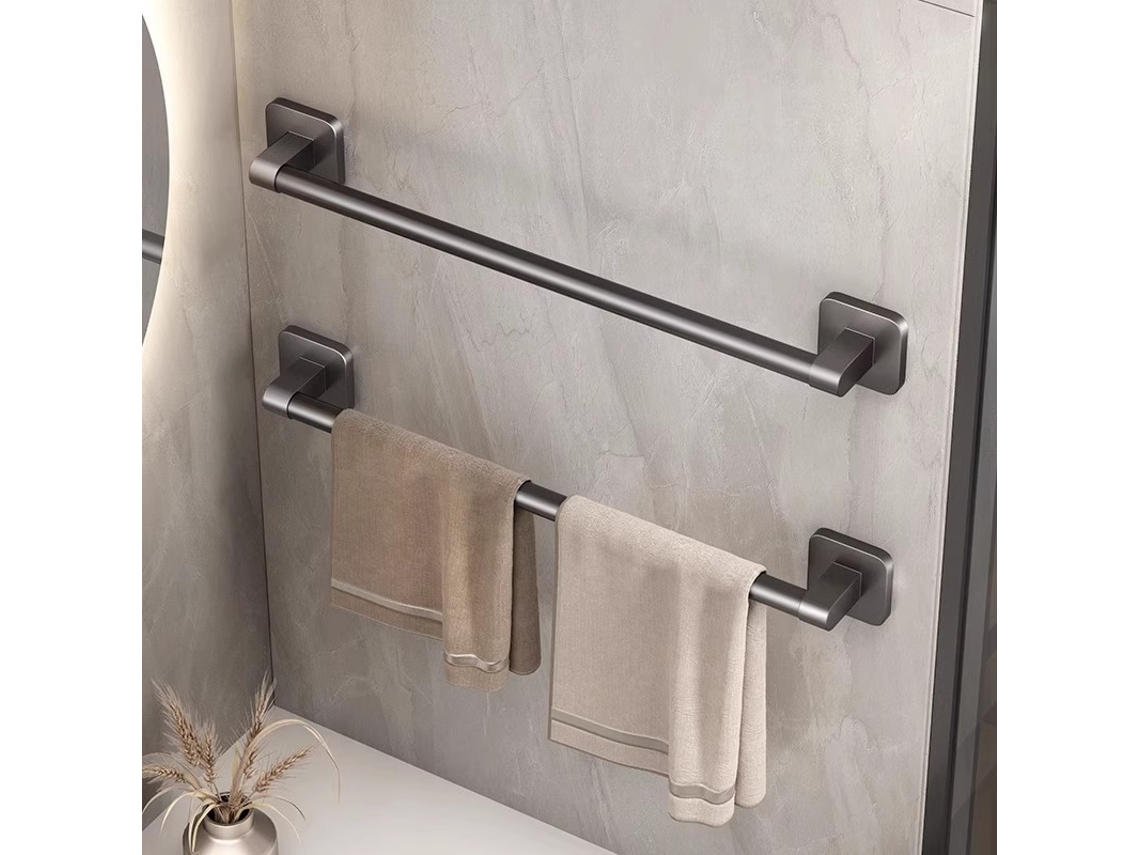 2pcs Toalheiro Para Casa De Banho Em Alumínio Cinza Grafite Barra De 40 Cm, Sem Perfuração, Capacidade De Carga De 15 Kg Igvtrade