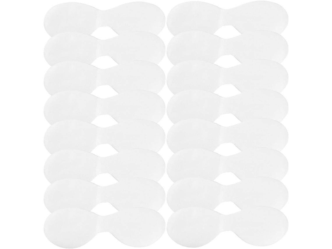 Máscaras de tecido branco para os olhos, 100 unidades, sem textura, fáceis de cortar e praticar.