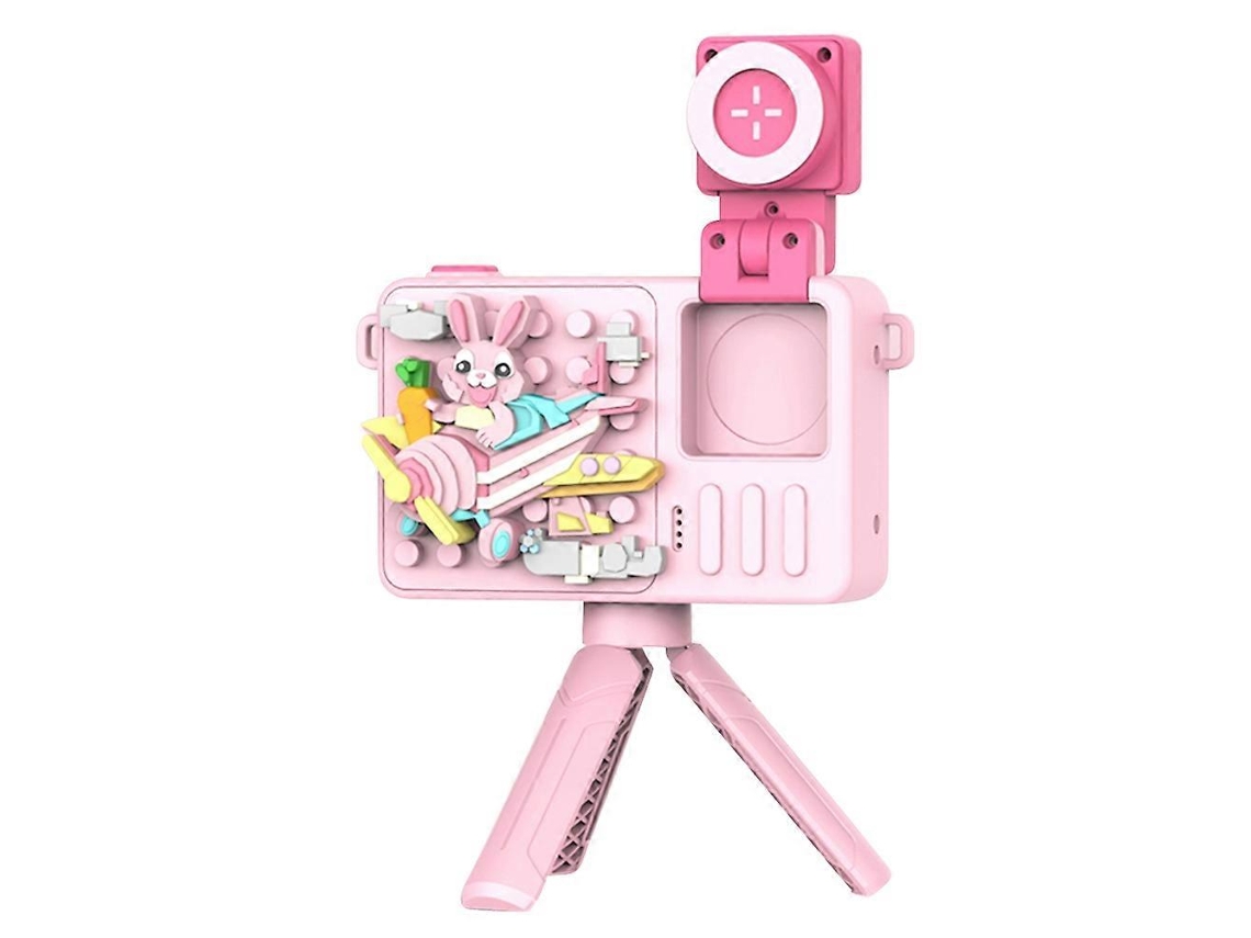 Brinquedo De Montar Coelho M1 Com Câmera Digital Flip-top, Tela De 2,4 Polegadas E Tripé - Rosa