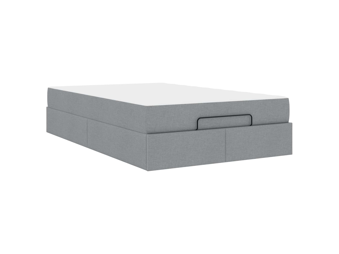 Conjunto de 2 Estruturas de Cama com Colchão Cinzento Claro Tecido MAISON EXCLUSIVE