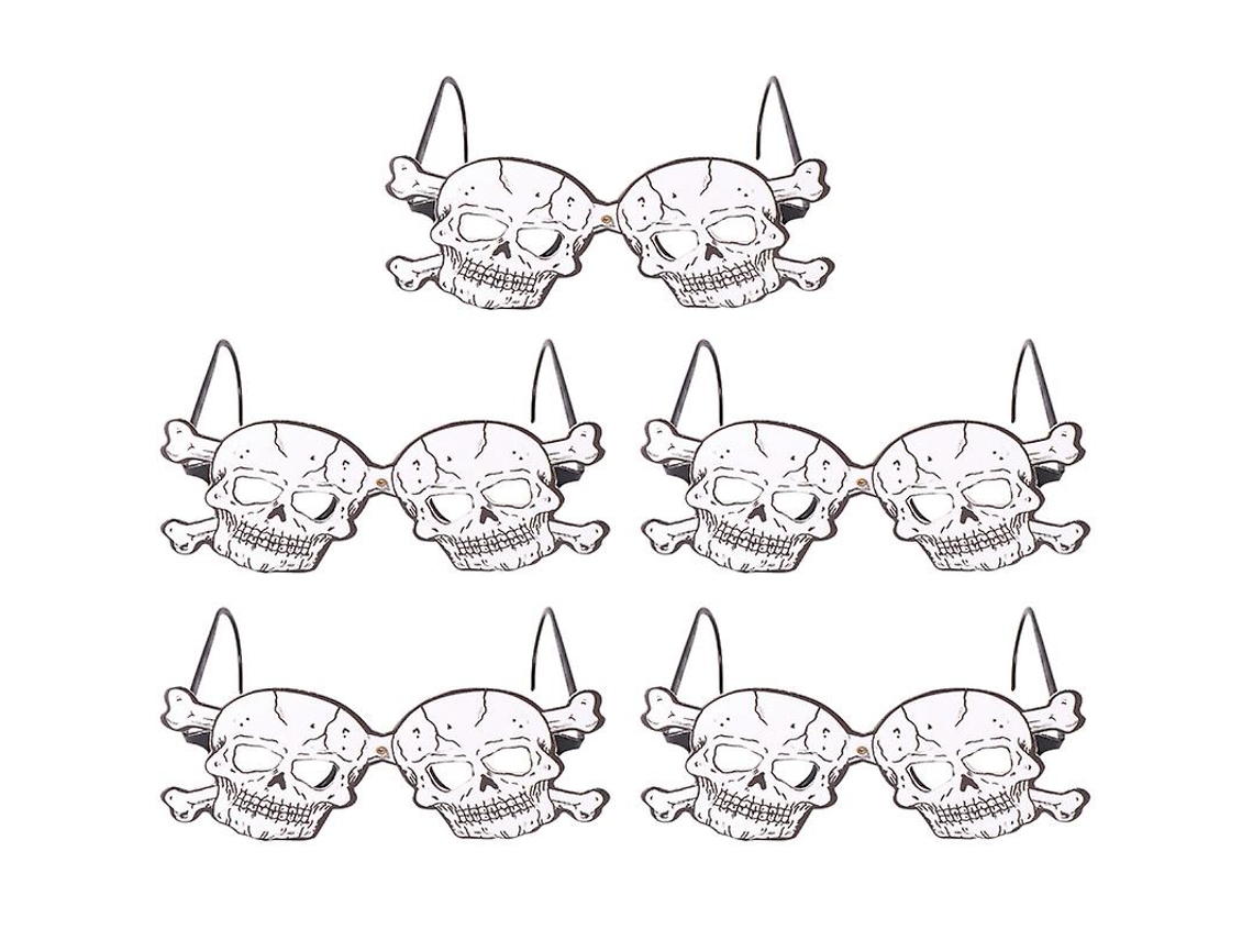 5Pcs Óculos de Papel de Caveira de Halloween para Decorações de Halloween ALLINLESS