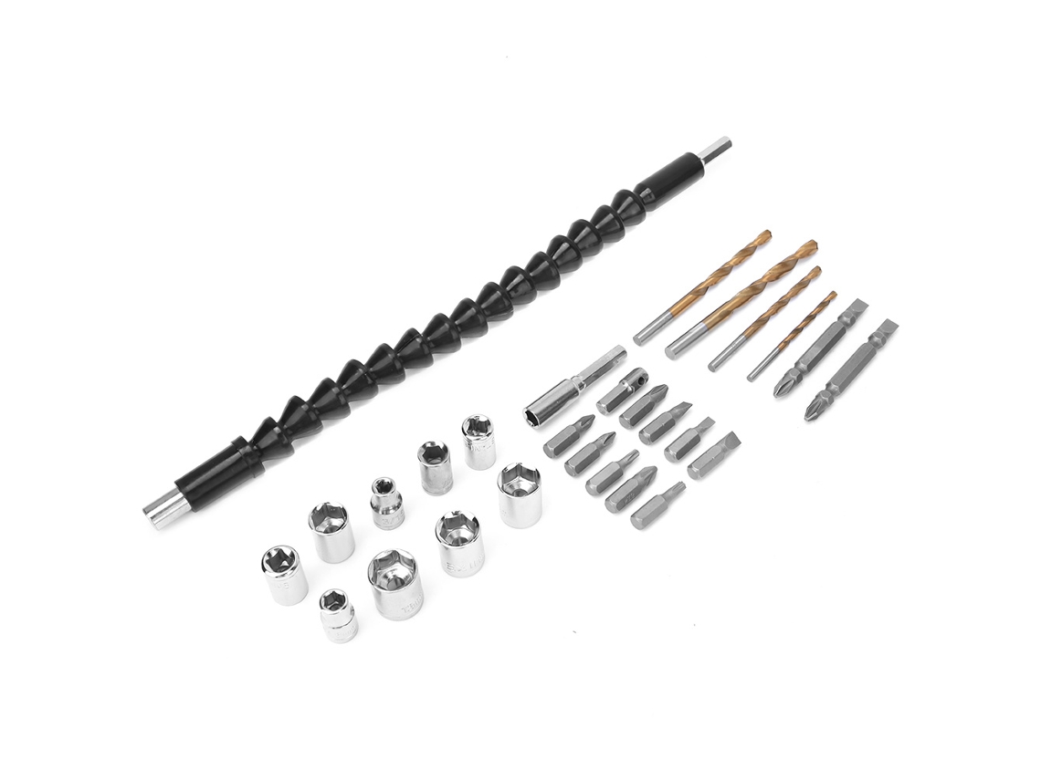 Laxiscreed Jogo De 27 Pontas De Bits Para Parafusadeiras Com Eixo Flexível Em Aço Carbono