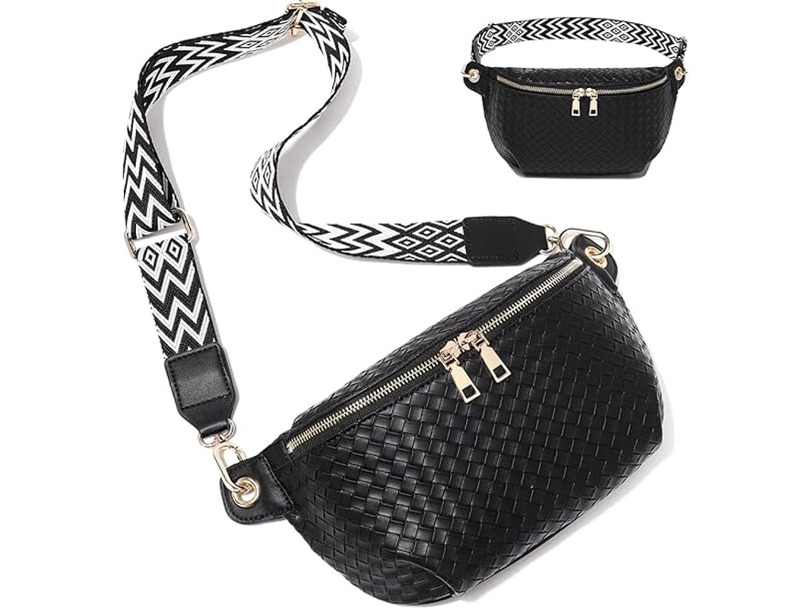 Bolsa Transversal Para Mulheres, Fanny Pack De Couro Falso Com Alça Ajustável Para Viagem E Moda Negro
