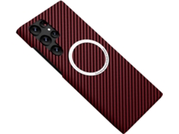 Capa Magnética Hexinyigjly Para Para Samsung S26 Ultra, Fibra De Carbono Aramid, Compatível Com Magsafe, Fina E Leve, Antichoque Vermelho