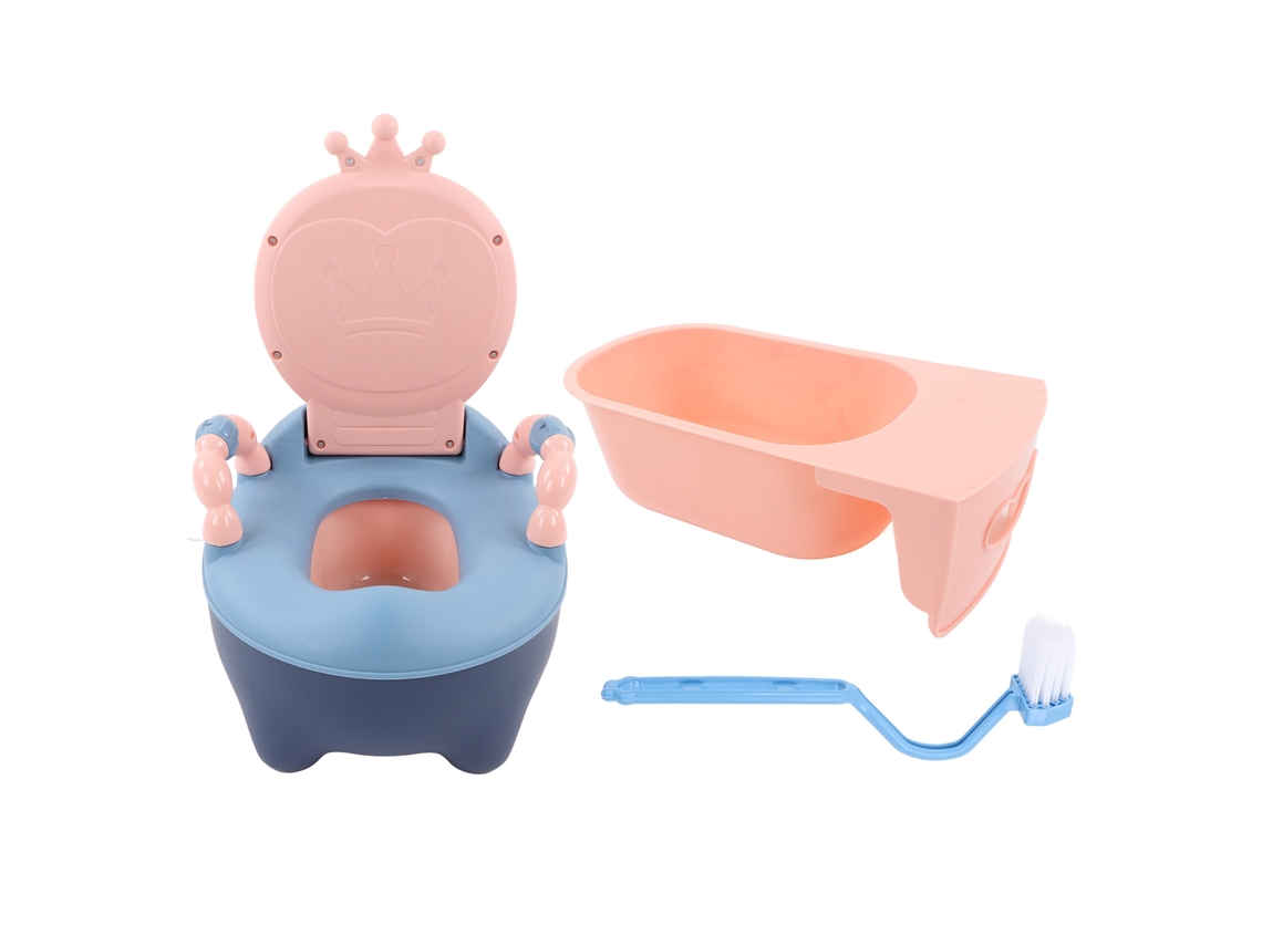 Mali assento Sanitário Dobrável para Crianças Anti deslizante com Almofada Pu e Braços de Apoio Rosa e Azul