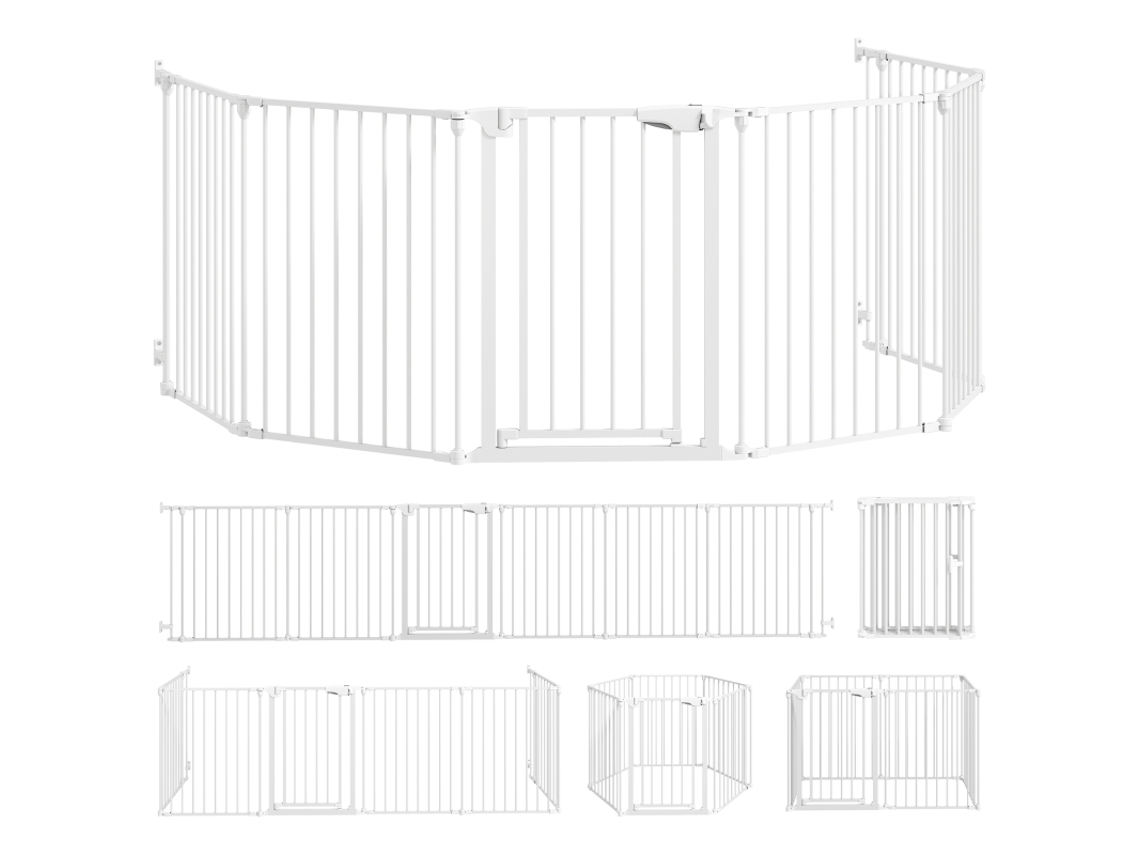Cerca 6 Painéis Porta Dobrável Plástico/aço Carbono Branco