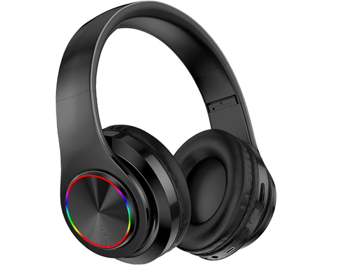 Fones Bluetooth Estéreo Dobráveis Sem Fio com Micro SD/TF, FM, Para Celular, PC, Almofadas Macias, Leve Preto JIAPEI