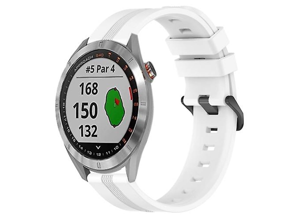 Lurelia Pulseira Garmin Approach S40 20mm, Listras Côncavas De Silicone, Brancos