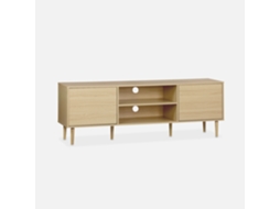 Móvel de Tv com Efeito Madeira e 2 Portas 160Cm Natural SWEEEK