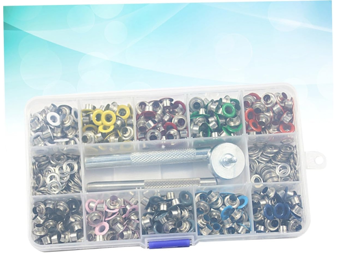 Kit Com 400 Ilhós Metálicos Multicoloridos E Ferramenta De Instalação
