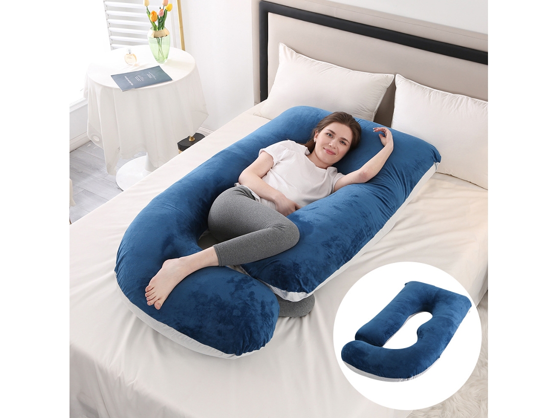 Almofada para Grávidas, Travesseiro para Apoio Abdominal e Cervical, Item Essencial para Maternidade SPQMENT (65x90x175cm azul cinza)