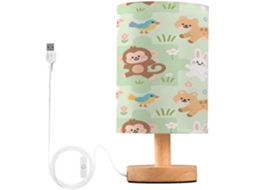 Abajur De Cabeceira Fofo Em Formato Animal Para Quarto, Com Portas De Carregamento Usb C, Luminária De Mesa Cabeceira