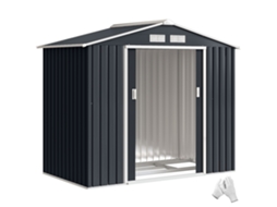 Galpão de Jardim 213x130x185 Cm Galpão Metálico Externo para Armazenamento de Ferramentas, Cinza Escuro Ge