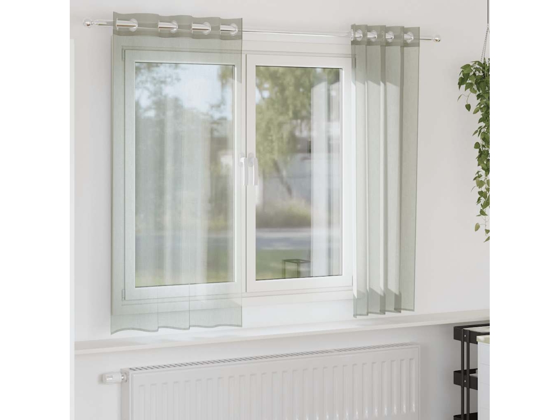Vidaxl Cortinas De Voile Com Ilhós 2 Pcs Cinzento-claro 140x140 Cm