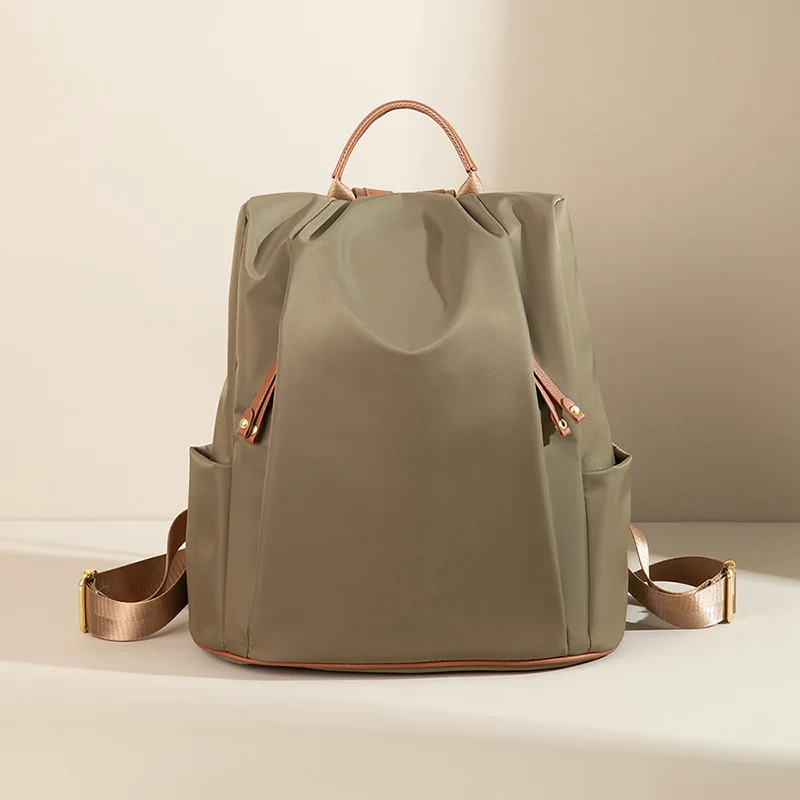 (9183-cáqui) Mochila De Viagem Feminina, Mochila Impermeável Em Tecido Oxford, Leve E Antifurto.