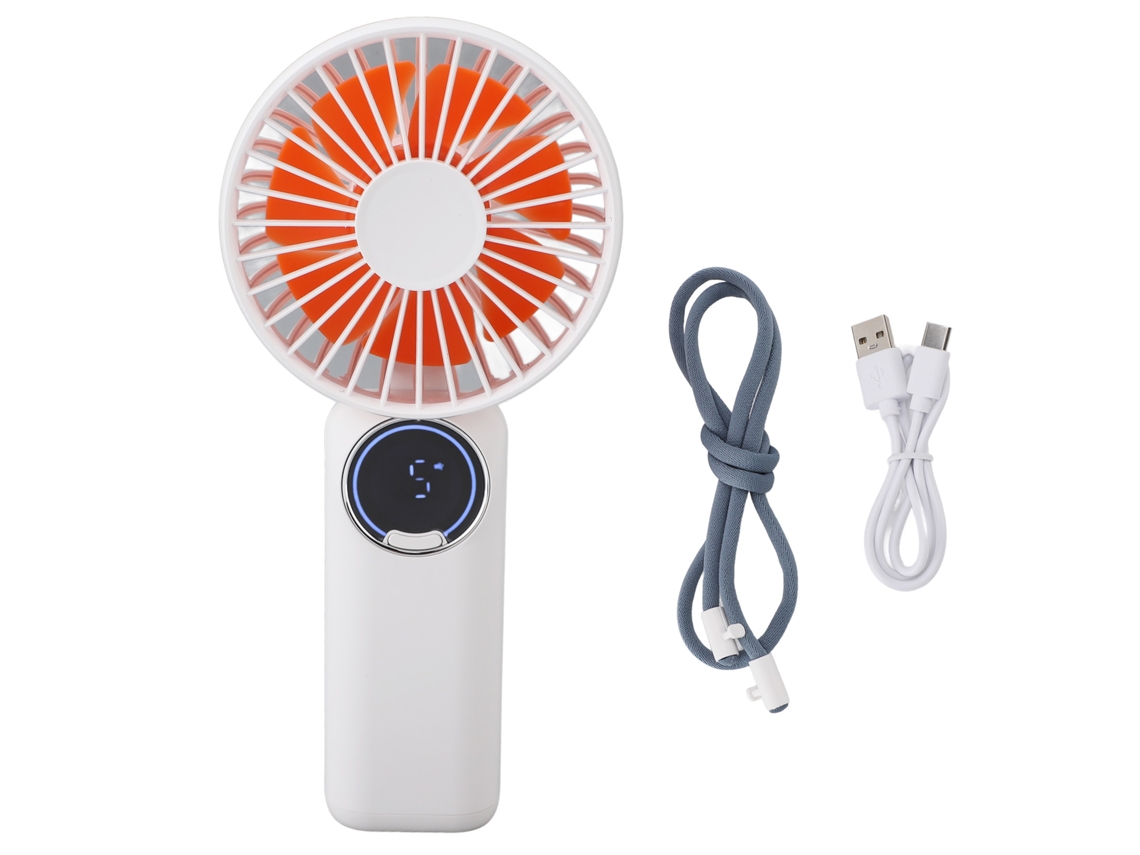 Ventilador Portátil Usb Plegable 6 Velocidades Con Pantalla Digital