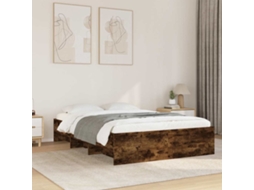 Vidaxl Estrutura Cama S/ Colchão Derivados De Madeira Carvalho Fumado