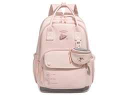Mochila Estilo Universitário Com Porta-moedas, Impermeável, Grande Capacidade, Adequada Para Uso De Estudantes No Campus Rosa