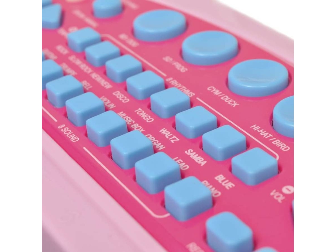 Teclado Infantil Rosa Com Microfone - Musical Resistente