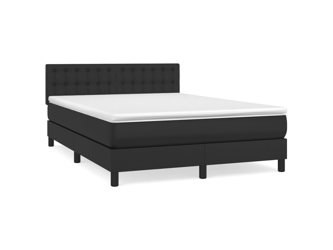 Box Spring Bed, Box Spring Beds Vidaxl Preto Couro Artificial (140 X 200 Cm)