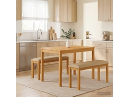 Vidaxl Conjunto De Sala De Jantar 3 Unid. Bege