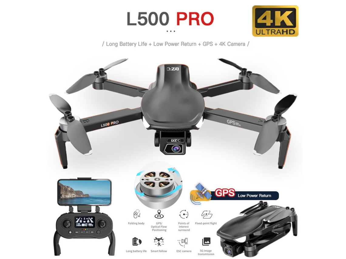 Drone Bestvite De Controle Remoto Gps L500pro (4k Duração Da Bateria 25 Min Preto)