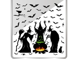 Adesivos De Janela Para O Halloween Com Estampa De Bruxas, Caldeirão E Morcegos |