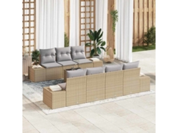 Vidaxl Conjunto de Sofá de Jardim com Almofada 8 Pcs Bege Vime Pe