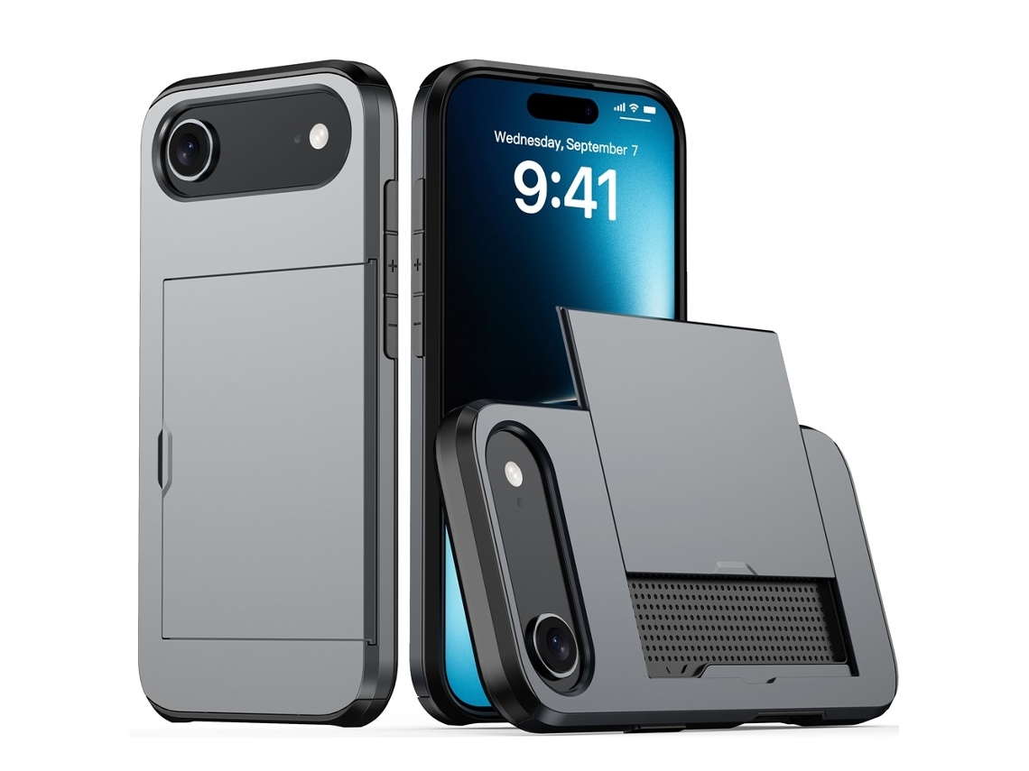 Capa Híbrida Para Iphone Air Com Compartimento Para Cartão, Cinza
