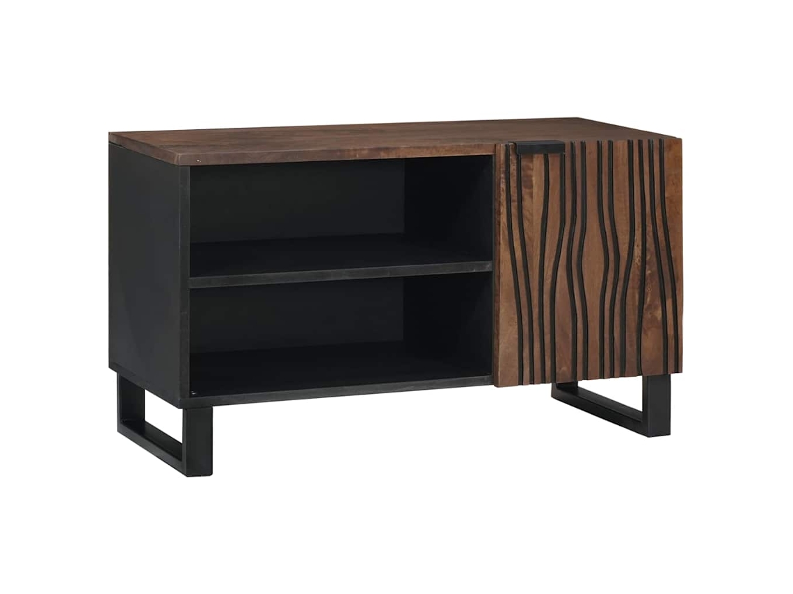 Conjunto 1 Unidade De Tv Vidaxl Castanho Madeira De Mangueira Maciça (80 X 33 X 46 Cm)