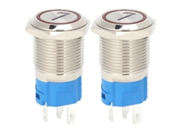 Interruptor De Botão Com Reseto Automático De Aço Inoxidável 5 Pinos 16mm Com Luz Vermelha 7-24vdc 2pcs
