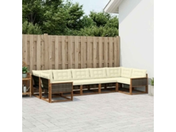 Vidaxl Conjunto De Sofás Para Exterior 7 Unid. Natural E Creme