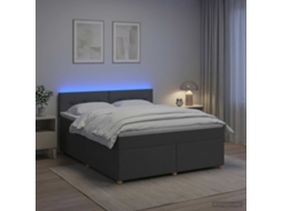 Vidaxl Cama Box Spring Com Colchão Cinzento-escuro 140 X 190 Cm Tecido