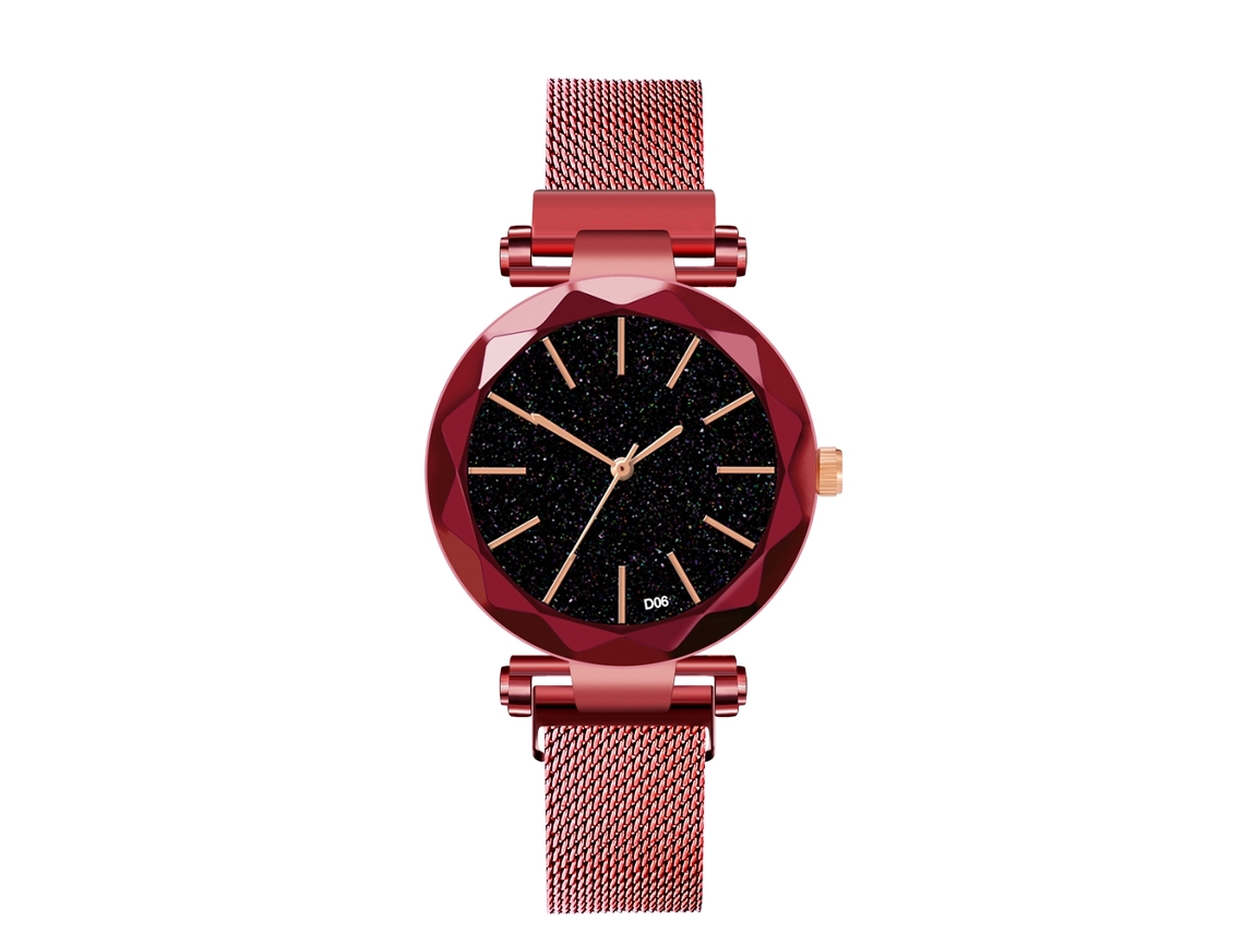 Reloj De Pulsera Hombre Moda Casual Dial De Aleación Espejo Cuarzo Rojo