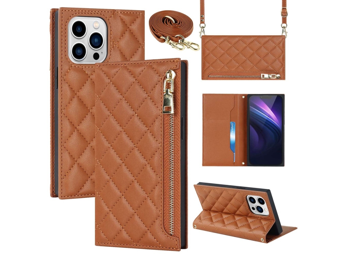 Capa Pega Inch Para Iphone 13 Pro Pele Sintética Castanho