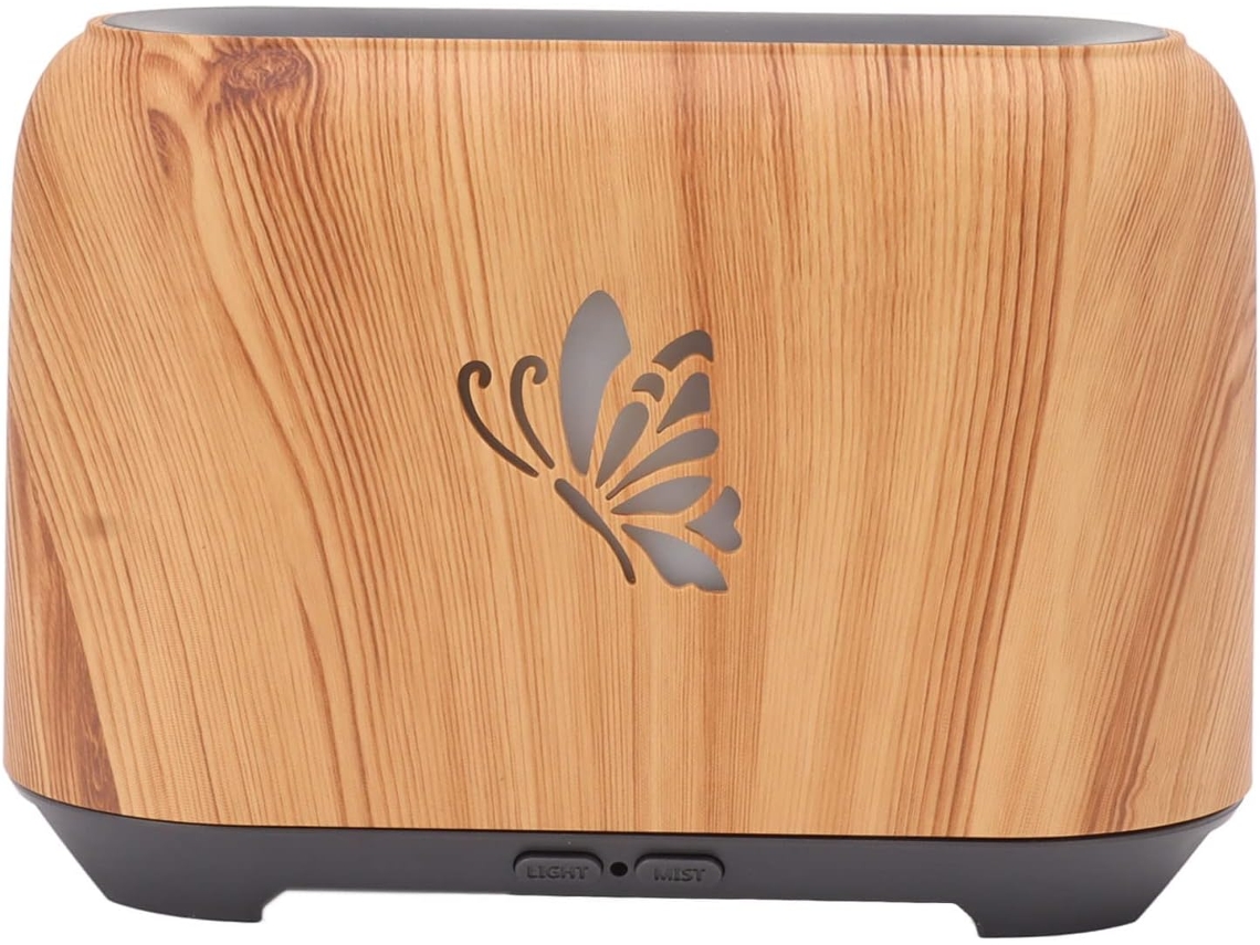 Umidificador Com Textura De Madeira, Chama, Borboleta Delicada E Entalhe Vazado, Ideal Para Casa