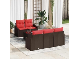 Vidaxl Conjunto De Sofás 6 Unid. 3-número De Lugares Marrom E Vermelho