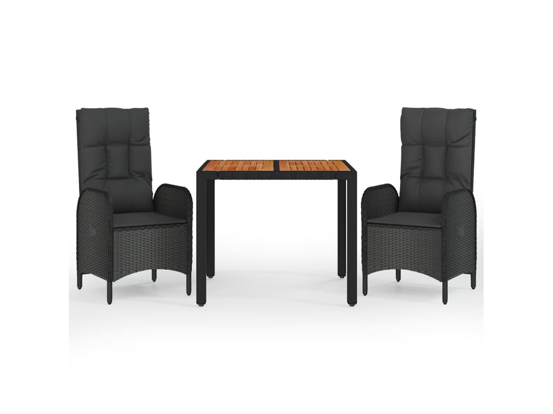 Garden Dining Set, Garden Dining Sets Vidaxl Preto Rattan / Vime (mesa Com 90 Cm De Comprimento)