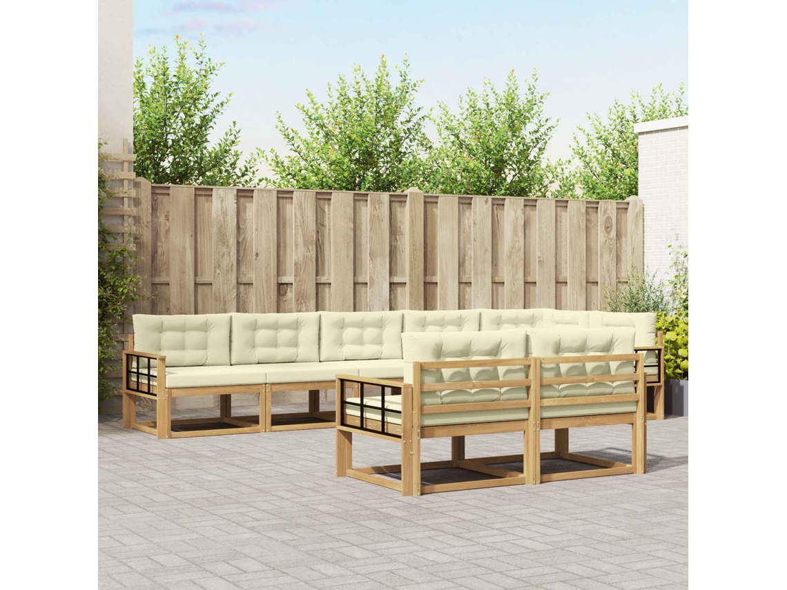 Vidaxl Conjunto De Sofás Para Exterior 6 Unid. Branco E Creme
