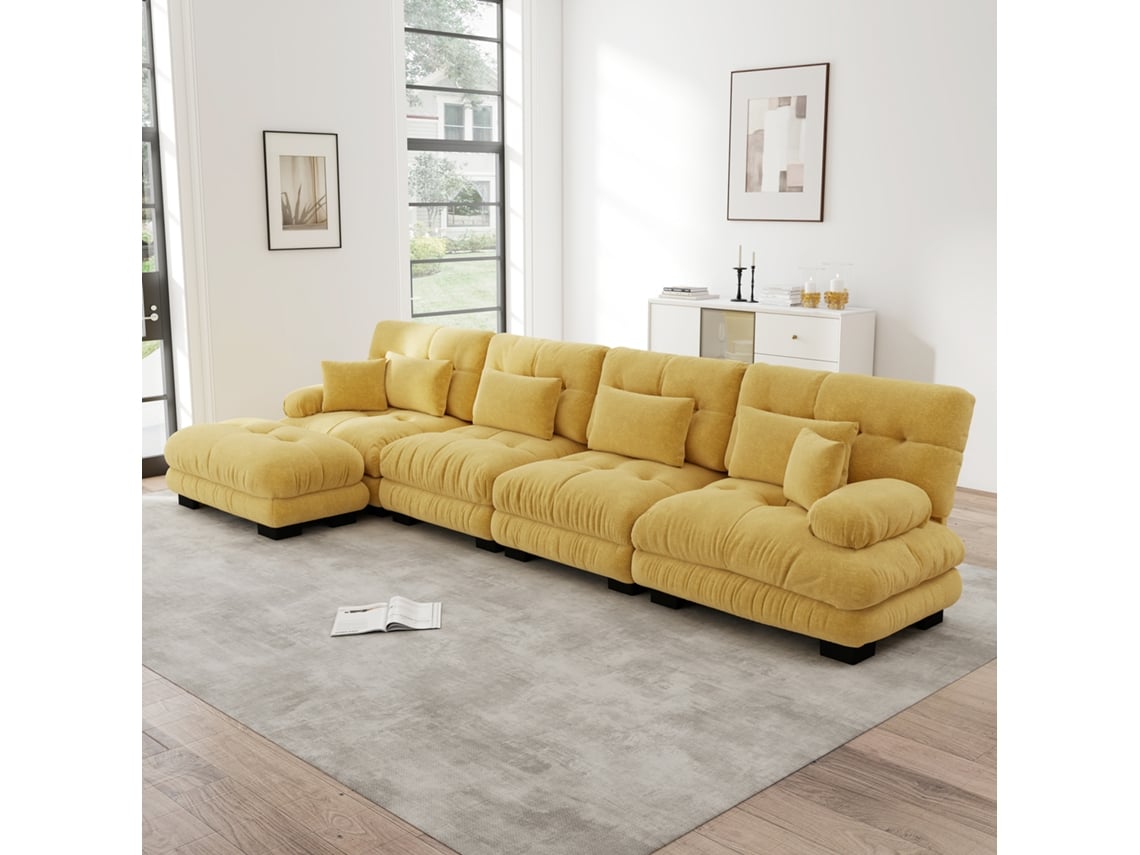 Sofá De Canto Modular, Conjunto De Sofá Em L Para Sala De Estar, Sofás Confortáveis De 4