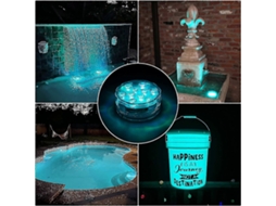 Kit com 2 Luzes Led Submersíveis À Prova D'água Controle Remoto, 10 Leds, 16 Cores, Luzes Subaquáticas BRILVIBERA