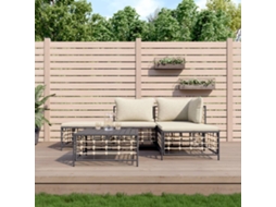 Pcs Conjunto Lounge De Jardim C/ Almofadões Vime Pe Antracite Dkd Home Decor